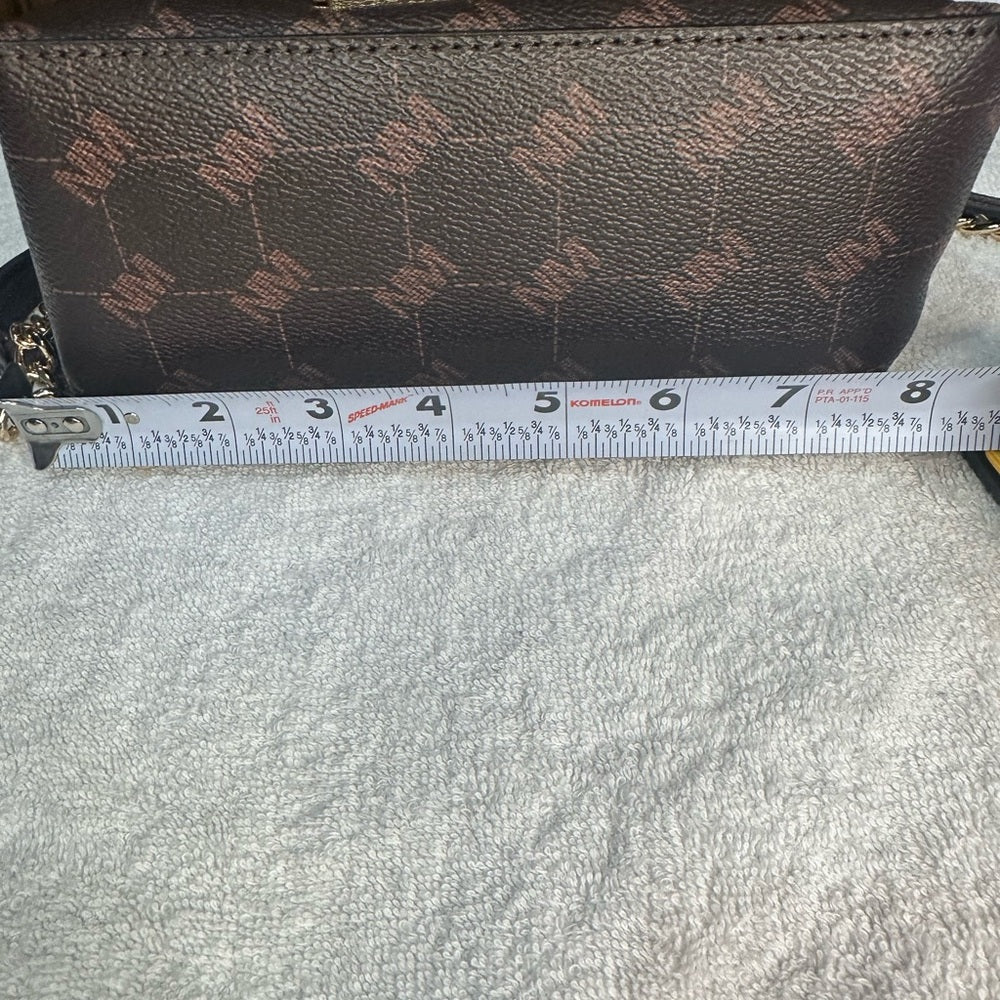 NWT Nicole Miller Brown and Gold Crossbody Bag with Elegant Design