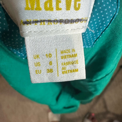 NWOT SIZE 2-6-16 Maeve Green Square Neck Sleeveless Midi Dress