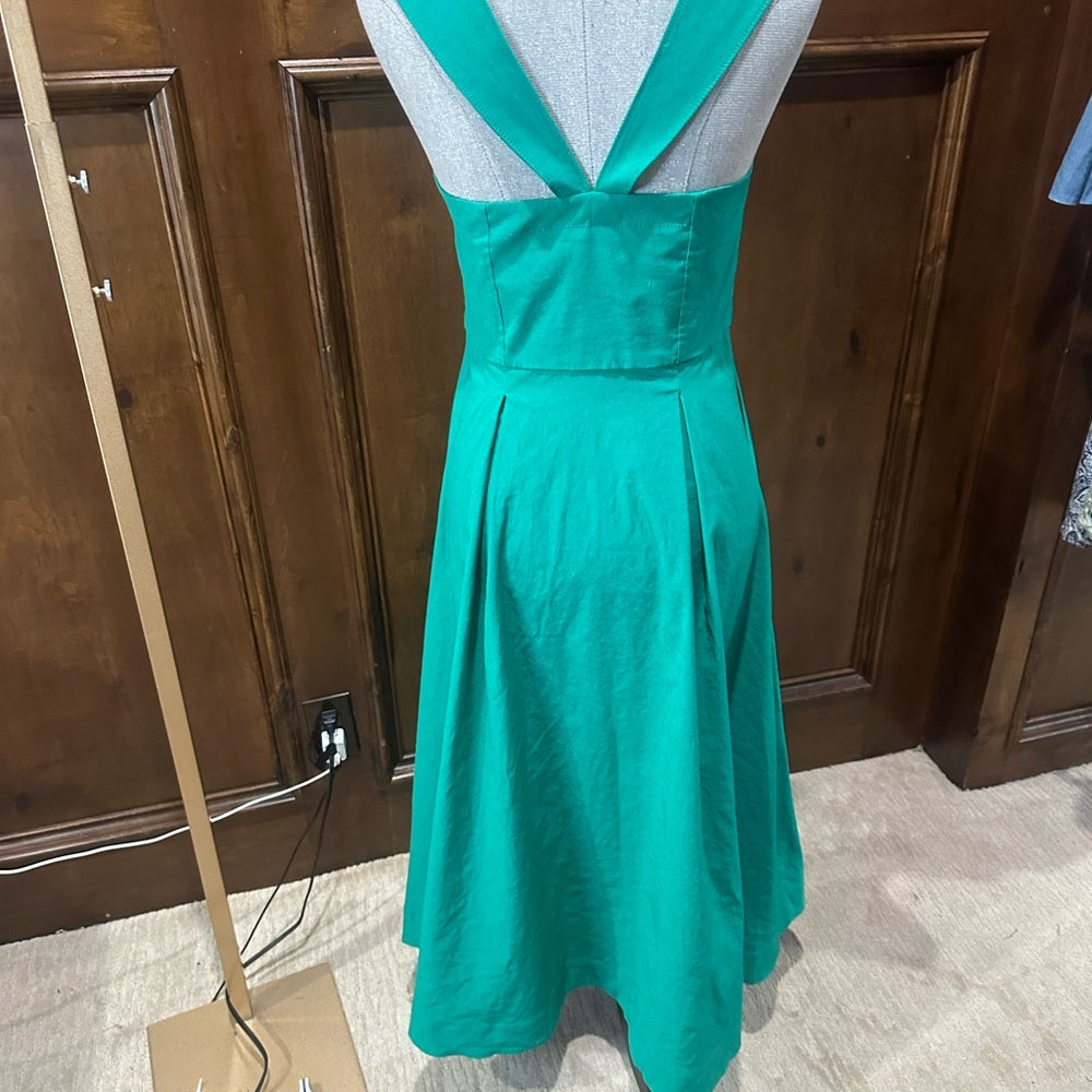 NWOT SIZE 2-6-16 Maeve Green Square Neck Sleeveless Midi Dress