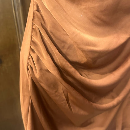 NWT SIZE S Line & Dot Ruched Bodycon Mini Dress in Brown and Orange