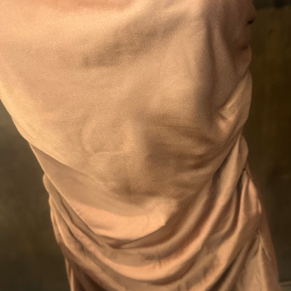 NWT SIZE S Line & Dot Ruched Bodycon Mini Dress in Brown and Orange