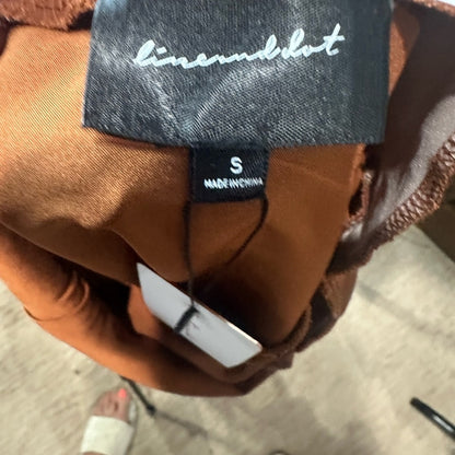 NWT SIZE S Line & Dot Ruched Bodycon Mini Dress in Brown and Orange