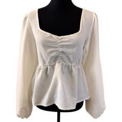 NWOT SIZE XL Sanctuary Cream Peplum Blouse with Ruched Details