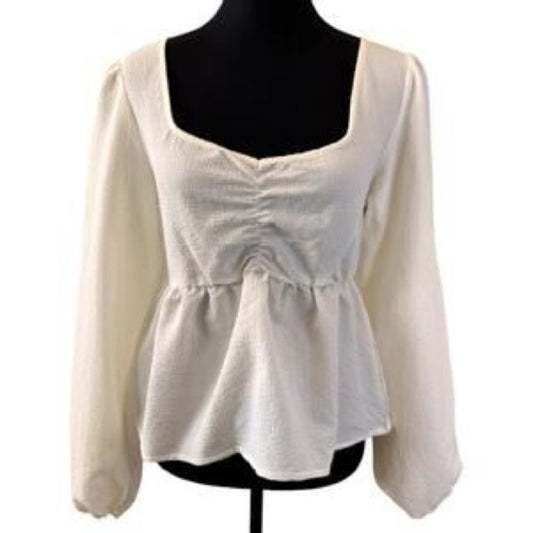 NWOT SIZE XL Sanctuary Cream Peplum Blouse with Ruched Details