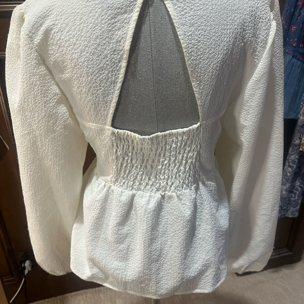 NWOT SIZE XL Sanctuary Cream Peplum Blouse with Ruched Details
