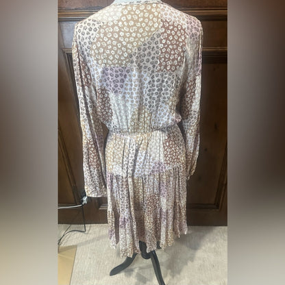 NWOT SIZE M Cream and Brown Bishop Sleeve Sundress for Work