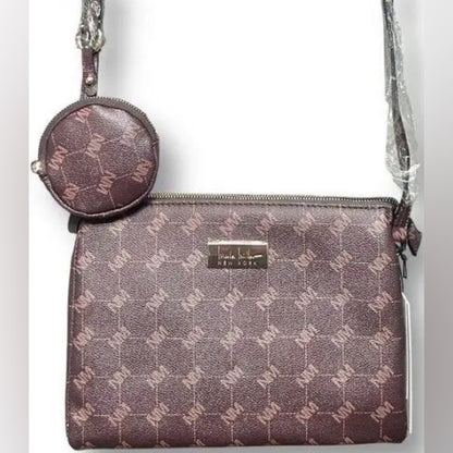 NWT Nicole Miller Brown Crossbody Bag with Elegant Design