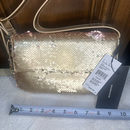 NWT Nicole Miller Gold Sequin Crossbody Bag