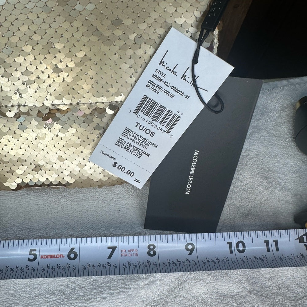 NWT Nicole Miller Gold Sequin Crossbody Bag