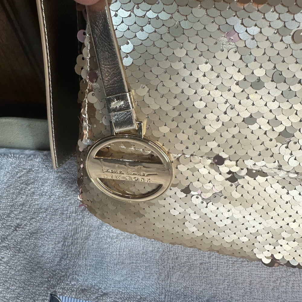 NWT Nicole Miller Gold Sequin Crossbody Bag