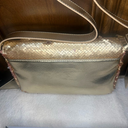 NWT Nicole Miller Gold Sequin Crossbody Bag