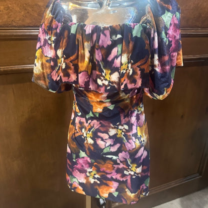 NWT SIZE 2/4/6 Misa Los Angeles Pink and Purple Ruffled Bodycon Mini Dress