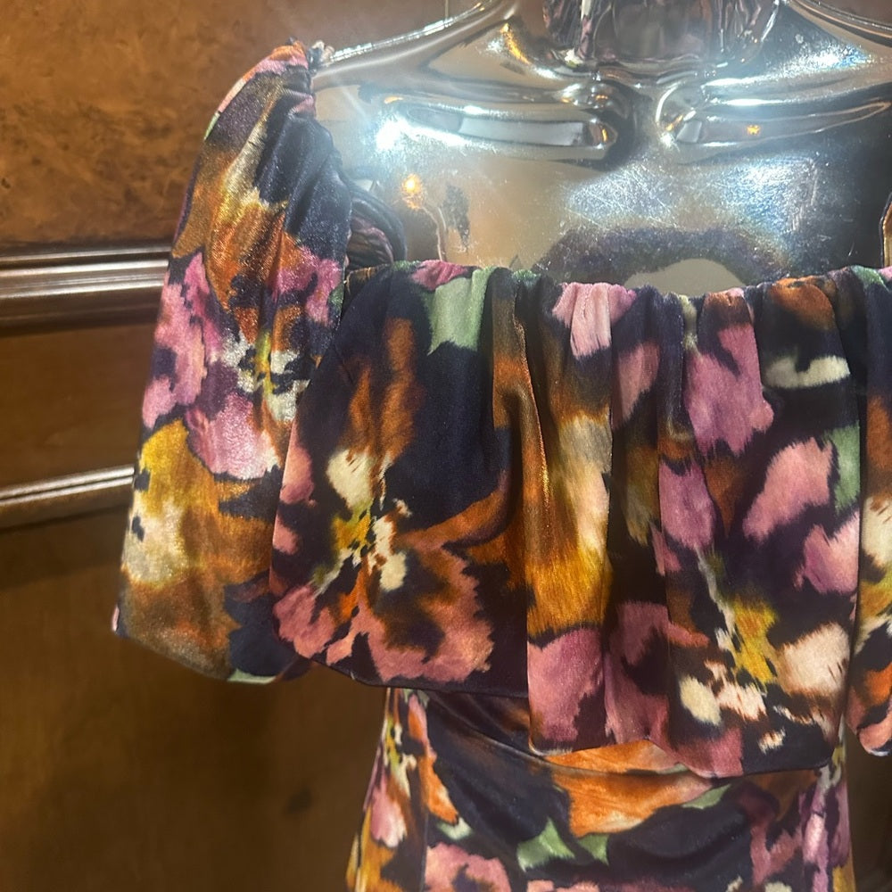 NWT SIZE 2/4/6 Misa Los Angeles Pink and Purple Ruffled Bodycon Mini Dress