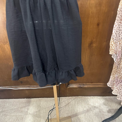 SIZE XXXL Black Ruffled Wrap Mini Skorts for Resort Wear