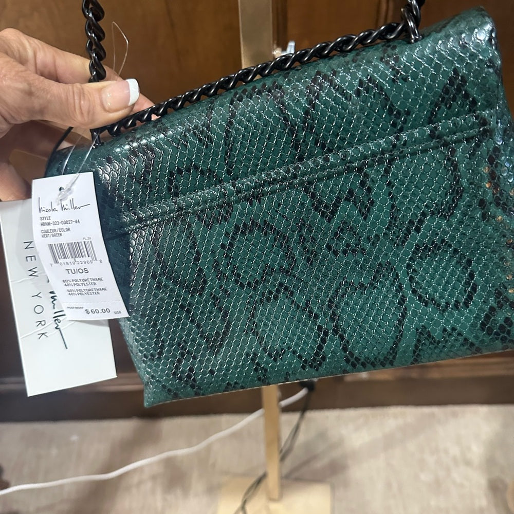 NWT Nicole Miller Black Chain Strap Shoulder Bag