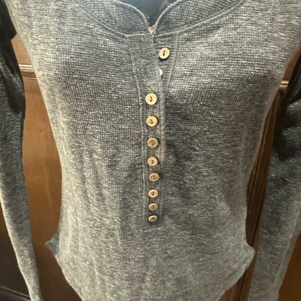 NWOT SIZE S/P Free People Gray Long Sleeve Buttoned Bodysuit