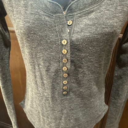 NWOT SIZE S/P Free People Gray Long Sleeve Buttoned Bodysuit