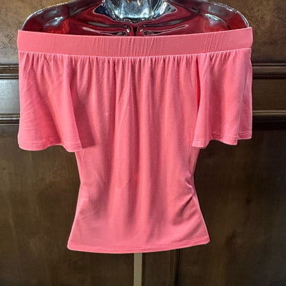 NWT SIZE XXS G by Giuliana Pink Off-the-Shoulder Ruffled Crop Top