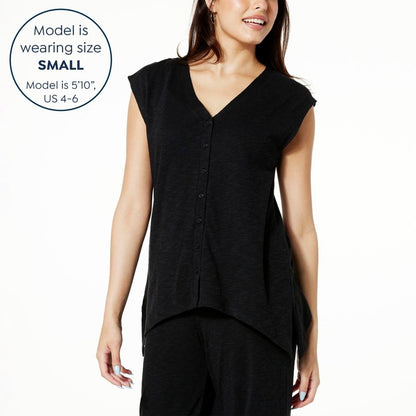 NWT SIZE XXS Colleen Lopez Black Ruched Sleeveless Tank