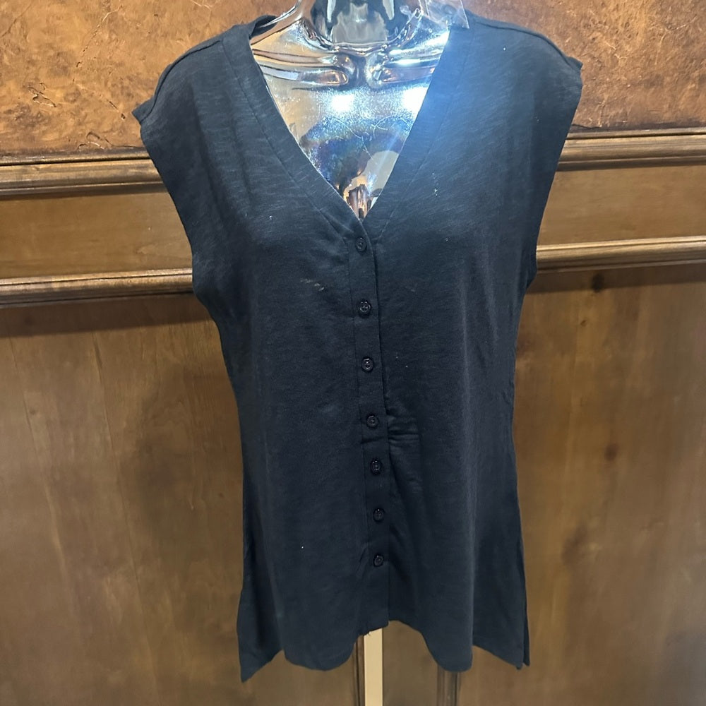 NWT SIZE XXS Colleen Lopez Black Ruched Sleeveless Tank