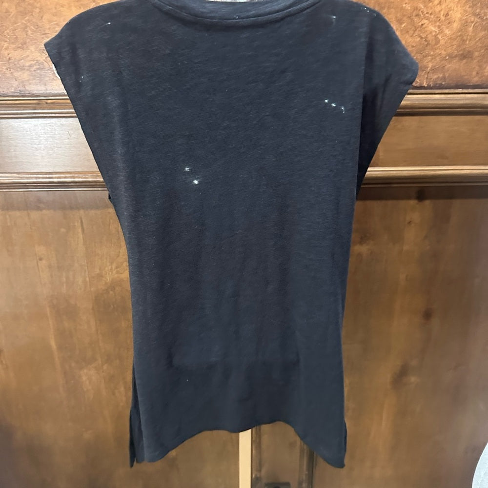 NWT SIZE XXS Colleen Lopez Black Ruched Sleeveless Tank