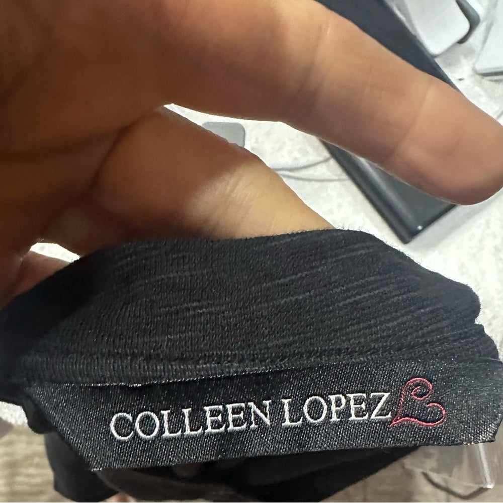 NWT SIZE XXS Colleen Lopez Black Ruched Sleeveless Tank