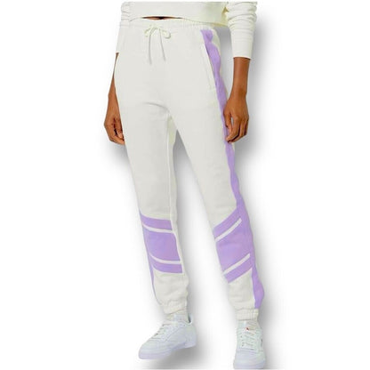 NWT SIZE S EleVen by Venus Williams White and Purple Joggers with Tapered Legs