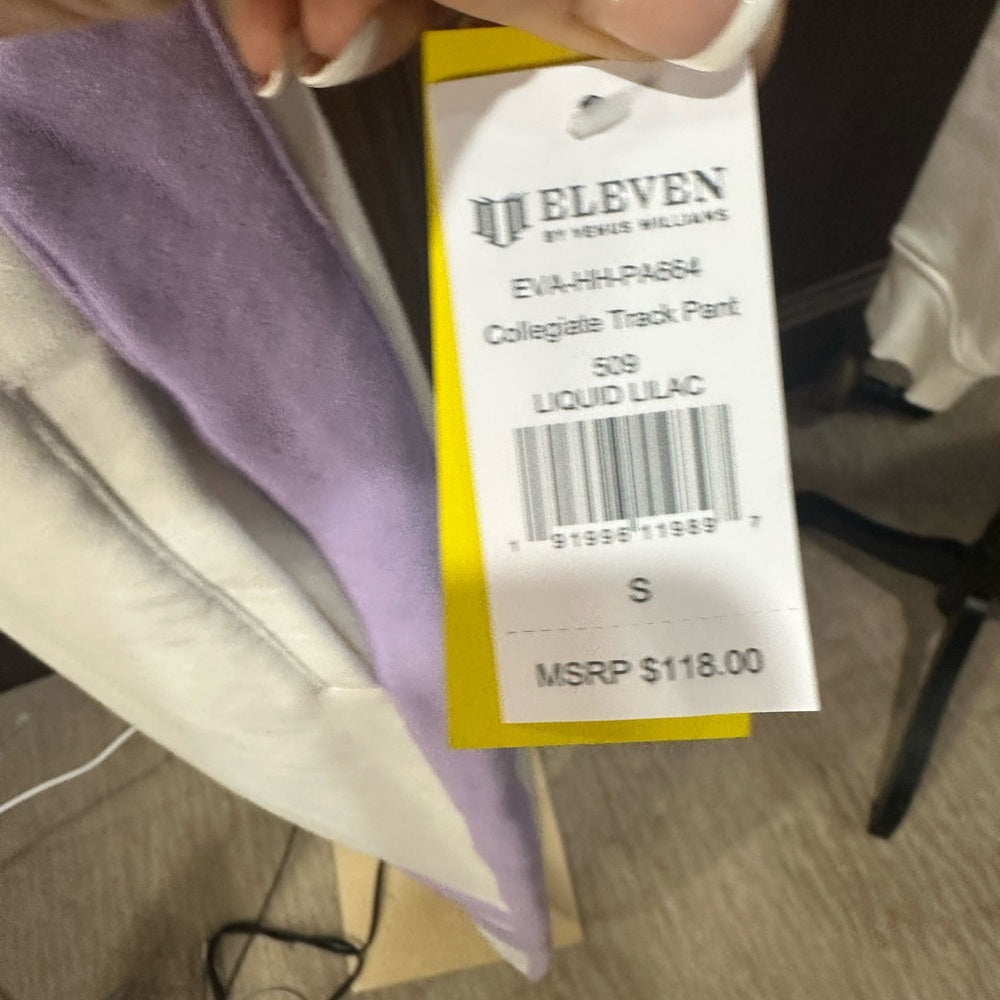 NWT SIZE S EleVen by Venus Williams White and Purple Joggers with Tapered Legs