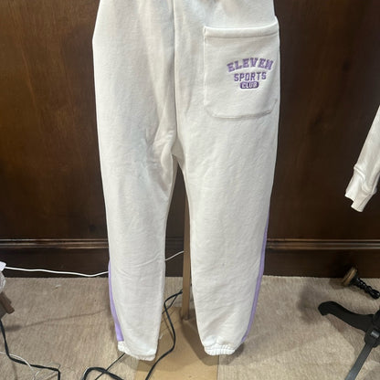 NWT SIZE S EleVen by Venus Williams White and Purple Joggers with Tapered Legs