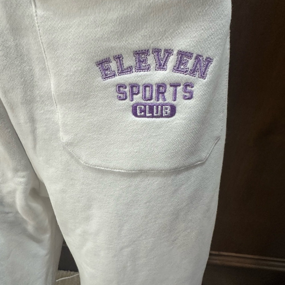 NWT SIZE S EleVen by Venus Williams White and Purple Joggers with Tapered Legs