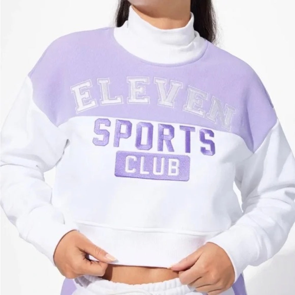 NWT SIZE S EleVen by Venus Williams White and Purple Cropped Sweatshirt