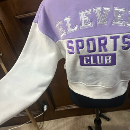 NWT SIZE S EleVen by Venus Williams White and Purple Cropped Sweatshirt
