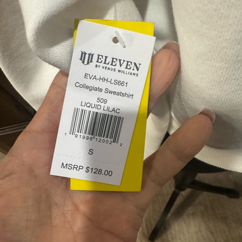 NWT SIZE S EleVen by Venus Williams White and Purple Cropped Sweatshirt