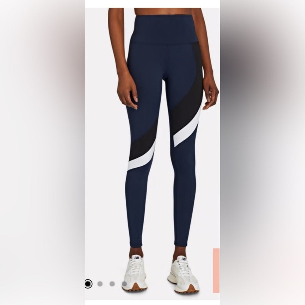 NWT SIZE L EleVen by Venus Williams Blue and Black Leggings Athletic Stretch