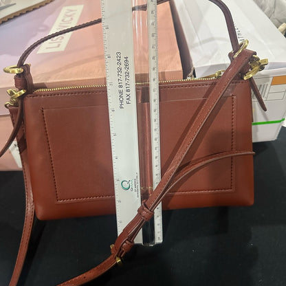 Zac Posen Brown Leather Satchel with Gold Hardware