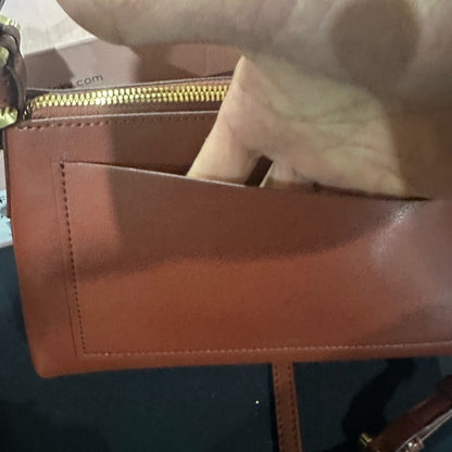 Zac Posen Brown Leather Satchel with Gold Hardware