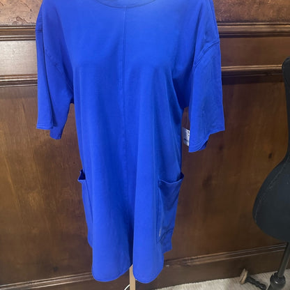 NWT SIZE M Free People Blue Jumpsuit Relaxed Fit Short Sleeves