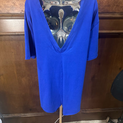 NWT SIZE M Free People Blue Jumpsuit Relaxed Fit Short Sleeves