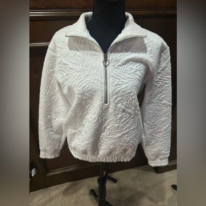 NWT SIZE S EleVen by Venus Williams White Textured Teddy Jacket