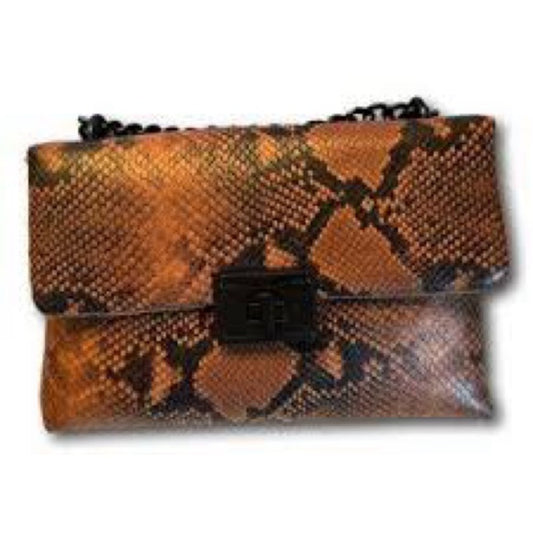NWT Nicole Miller Crossbody Bag in Brown and Black with Snakeskin Print