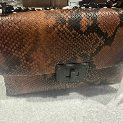 NWT Nicole Miller Crossbody Bag in Brown and Black with Snakeskin Print
