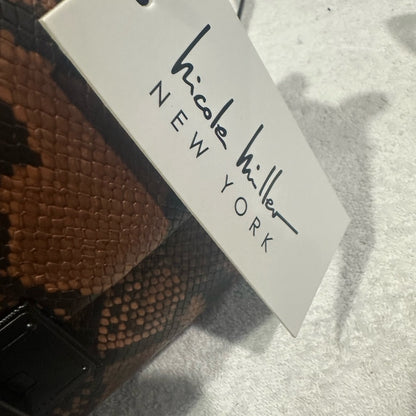 NWT Nicole Miller Crossbody Bag in Brown and Black with Snakeskin Print