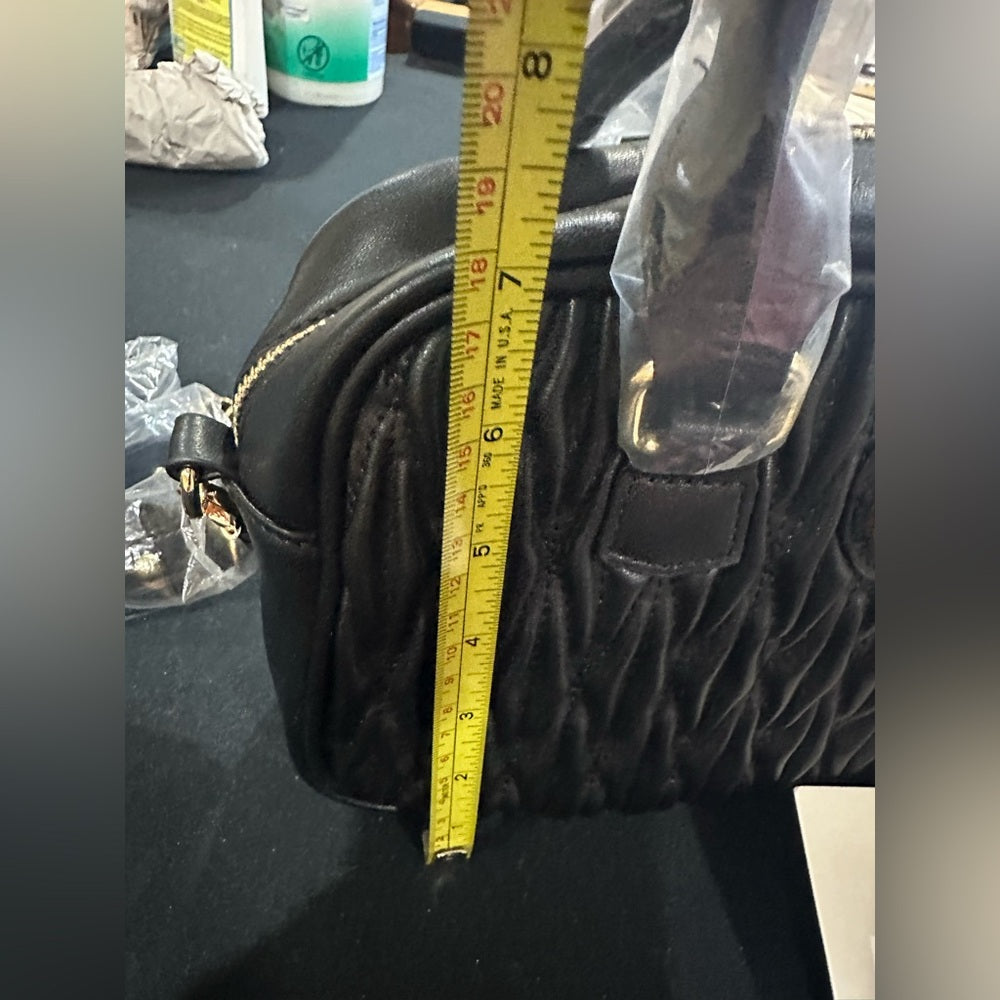 NEW Valentina Black Crossbody Bag with Textured Leather