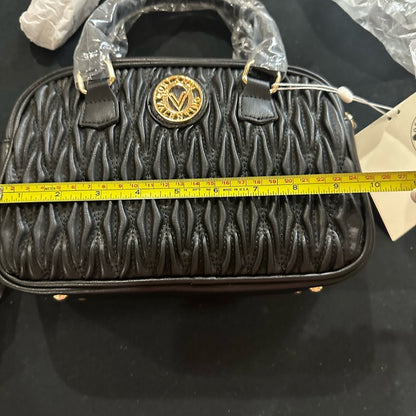 NEW Valentina Black Crossbody Bag with Textured Leather