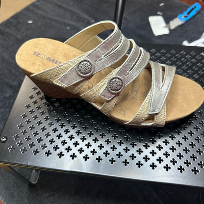 324. NEW SIZE 7/7.5/37 Silver Sandals with Strappy Design & Cushioned Footbed