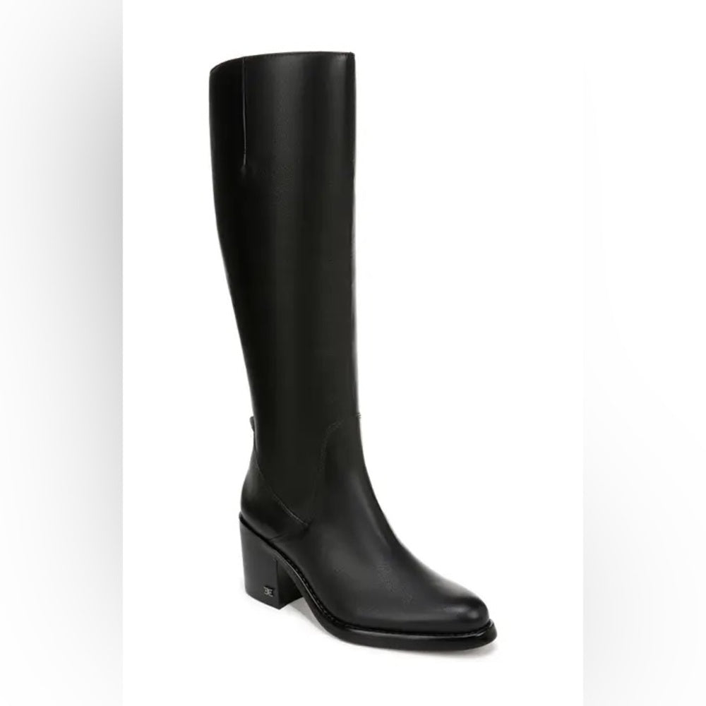319. NEW SIZE 7 Sleek Black Over the Knee Boots with Block Heel