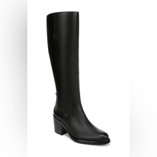 319. NEW SIZE 7 Sleek Black Over the Knee Boots with Block Heel