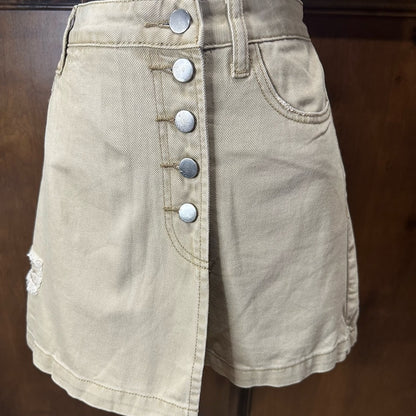 NWT SIZE L Easel Olive Green Distressed Skort