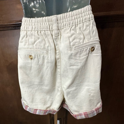 NWT SIZE L Easel Pink and White Bermuda Shorts with Plaid Accents