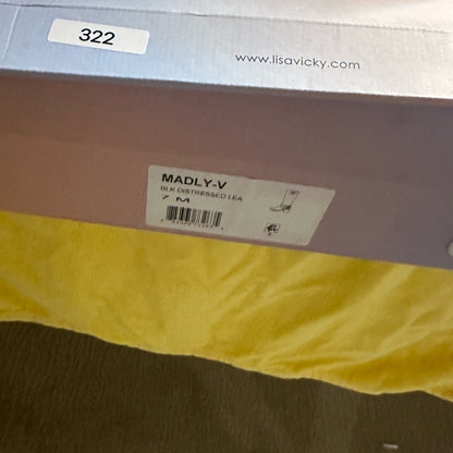 318.322. NEW SIZE 7 Black Combat Moto Boots with Buckle Straps